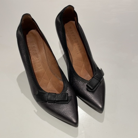 (2/$70) Hispanitas joy is a choice metallic bronze leather heels bow detail 36 - Picture 2 of 9
